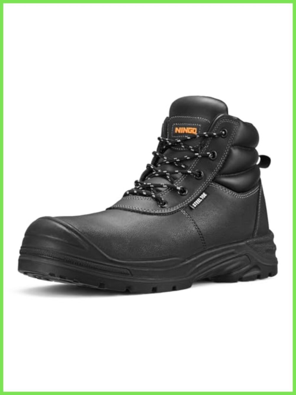 Men's Steel Toe Work Boots Non Slip Puncture Resistant Faux Leather